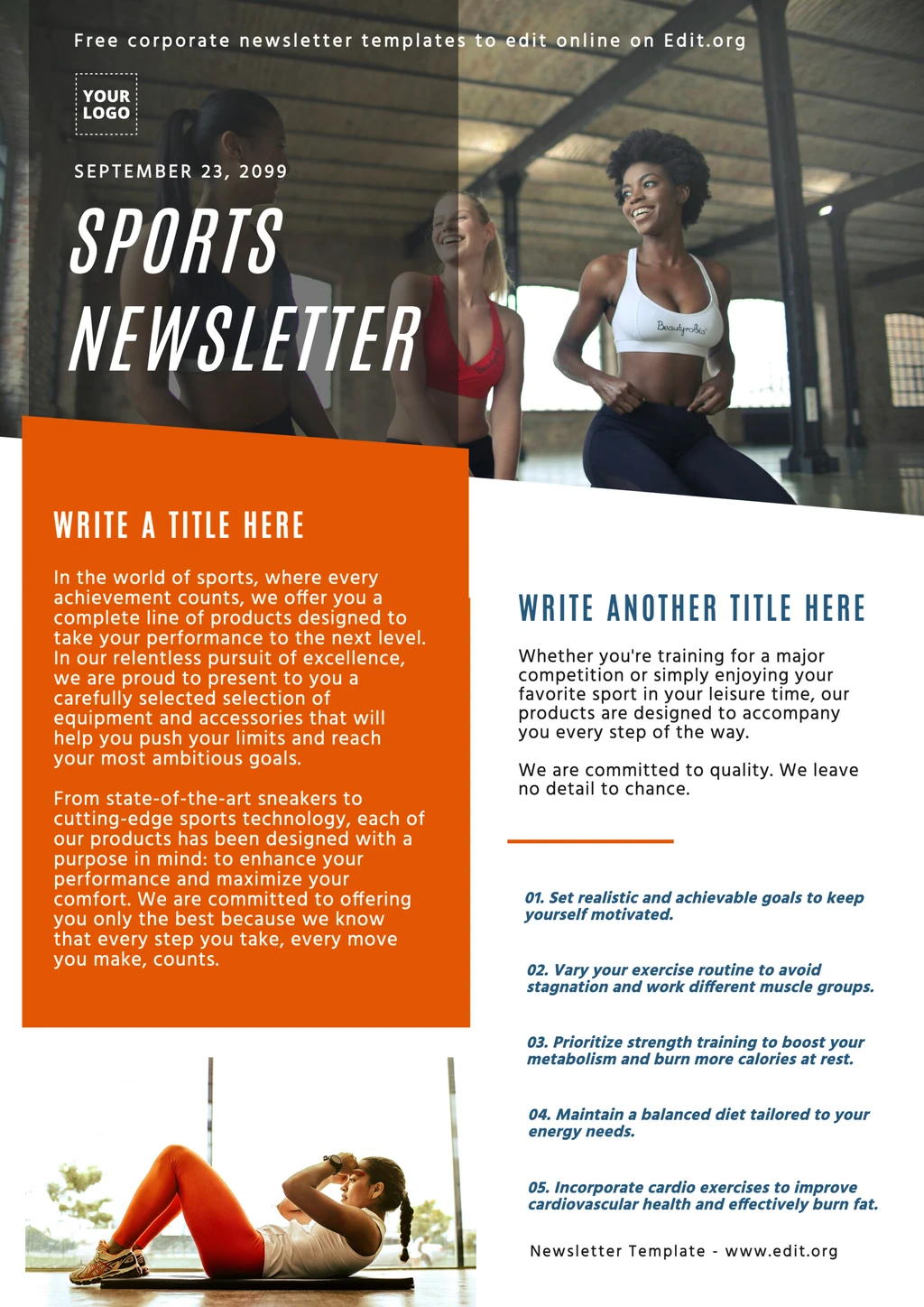 Free email Newsletter templates for sport clubs