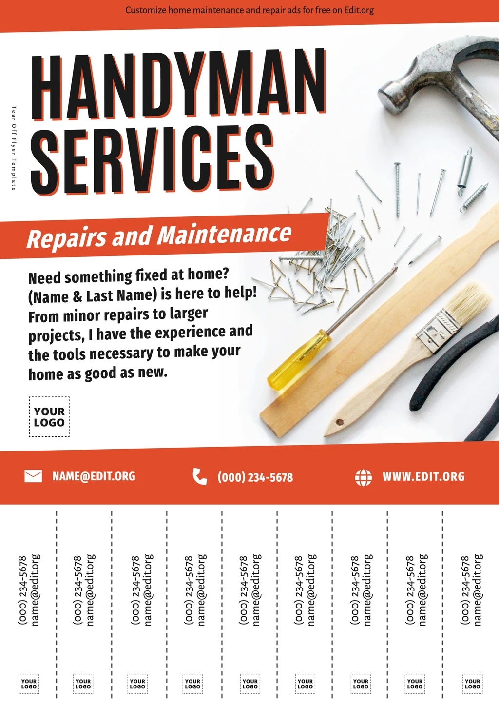 Free editable Handyman flyer examples to download