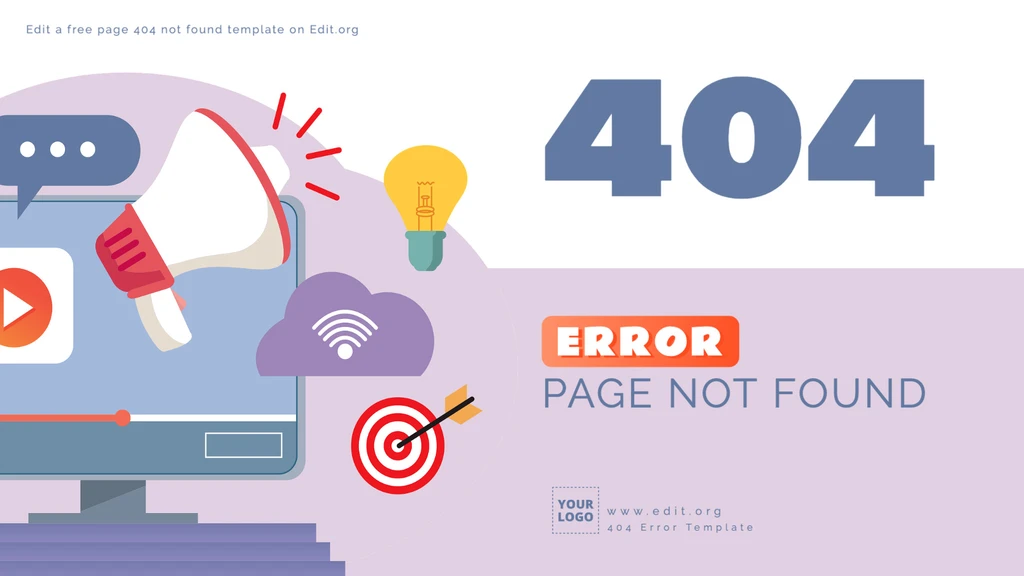 Editable Error 404 Page free template to customize online