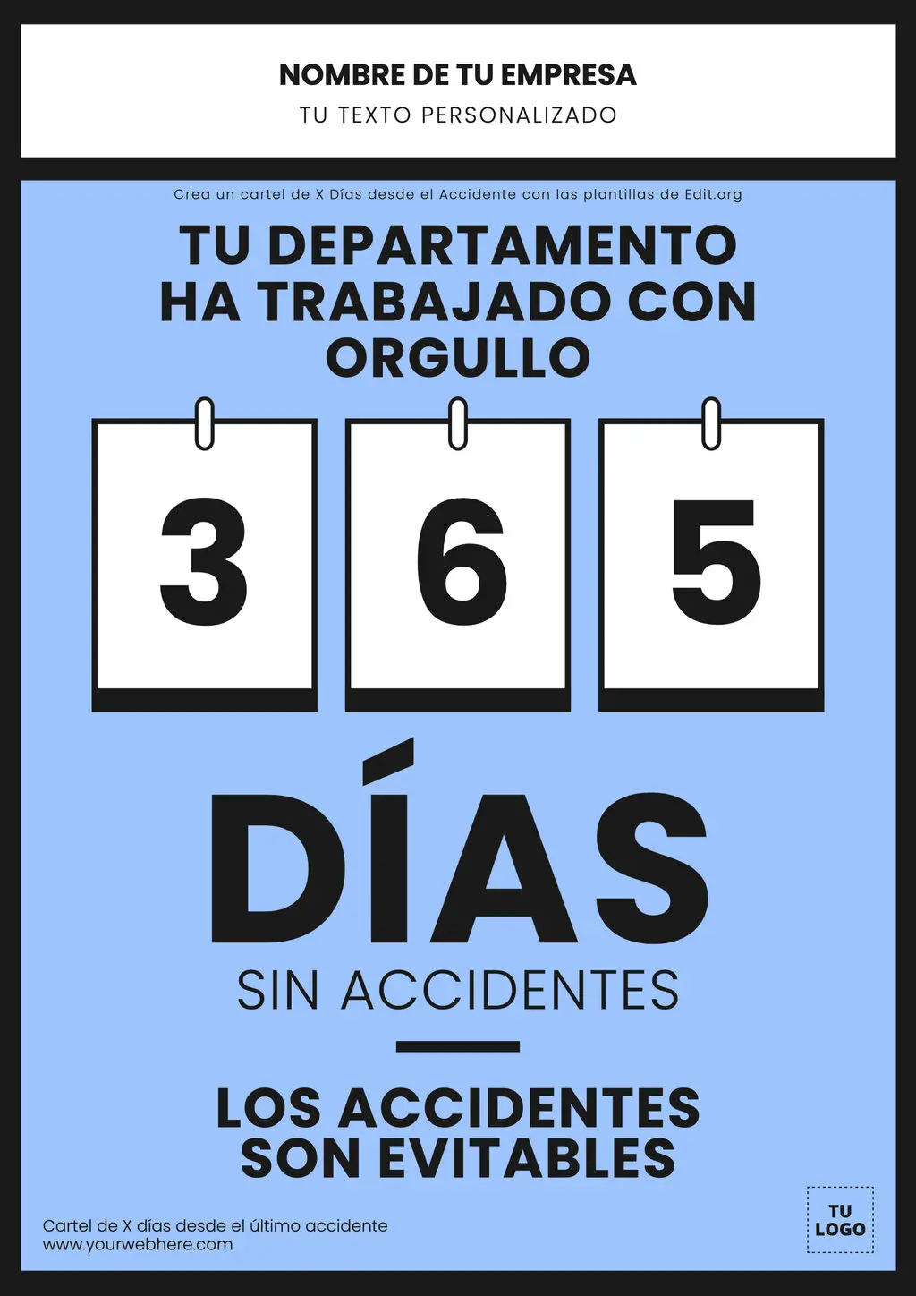 Crea gratis un cartel de Días sin Accidentes