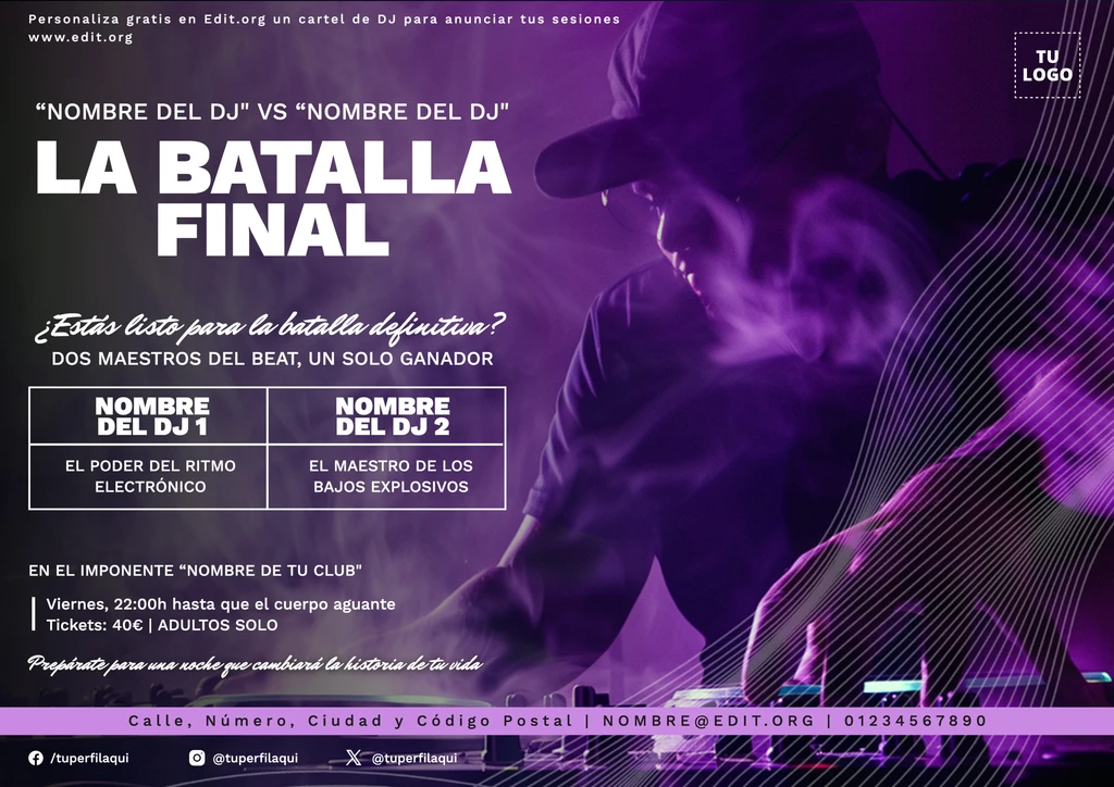 Cartel fiesta DJ gratis para sesiones y batallas