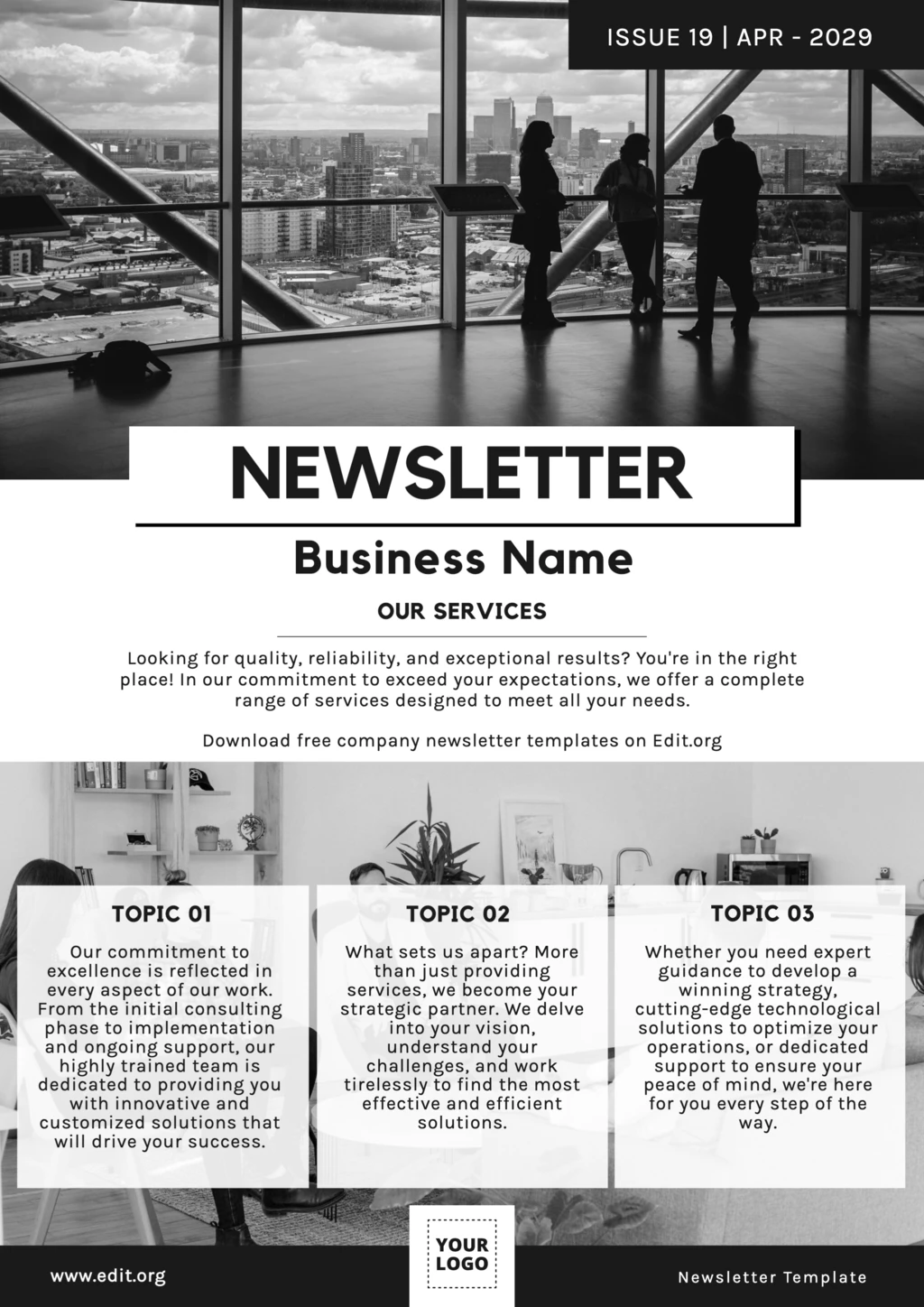 Editable business Newsletter format template