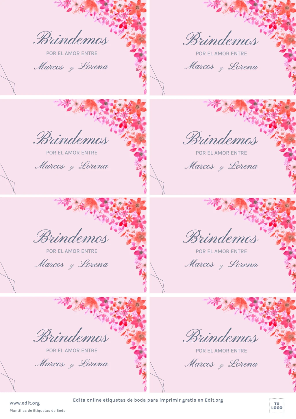 Plantillas etiquetas para recuerdos de Boda para imprimir