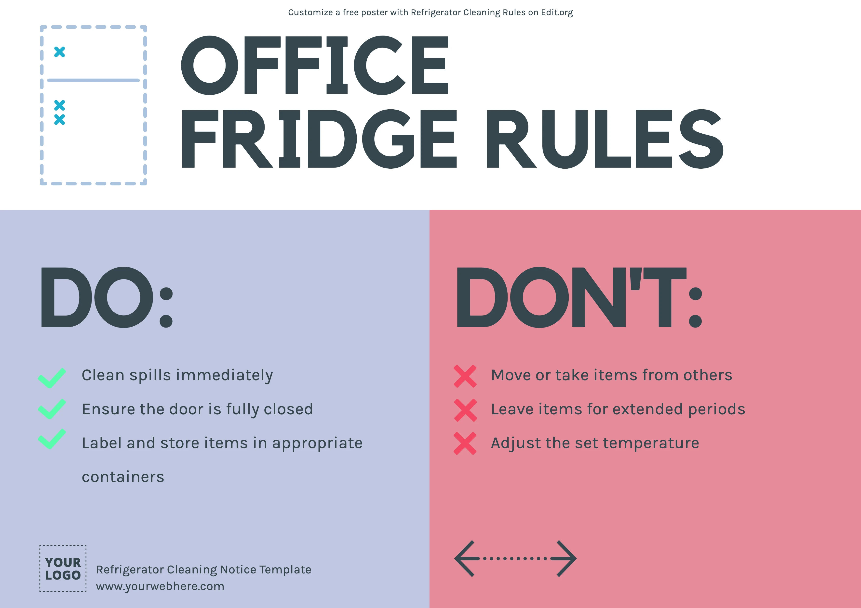 Printable Please Clean Refrigerator signs with rules