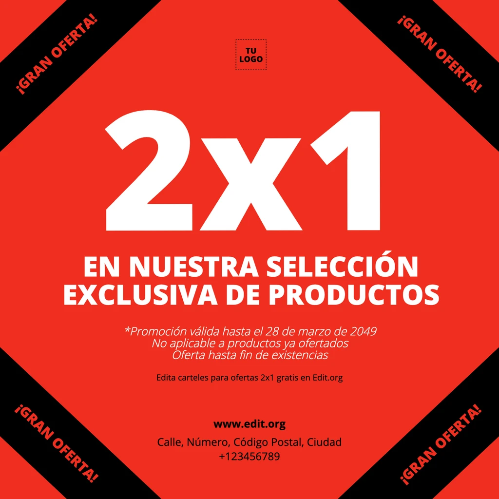 Letrero 2x1 para ofertas y promociones para descargar gratis