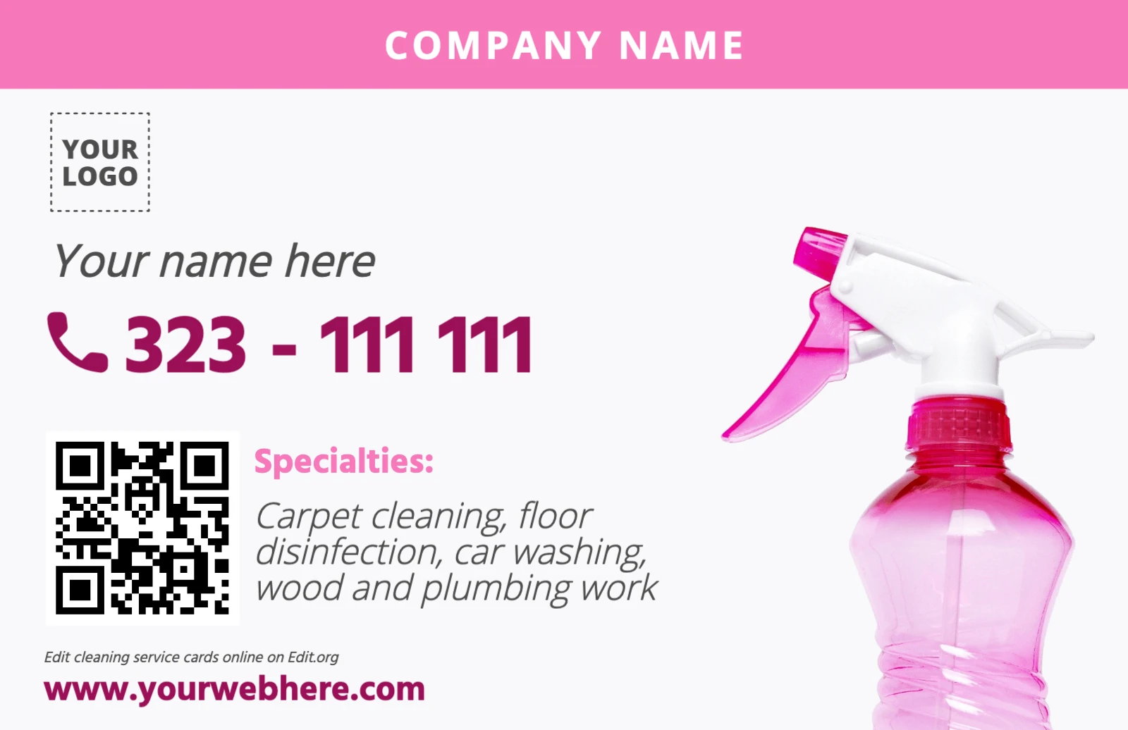 Free cleaning service business card examples