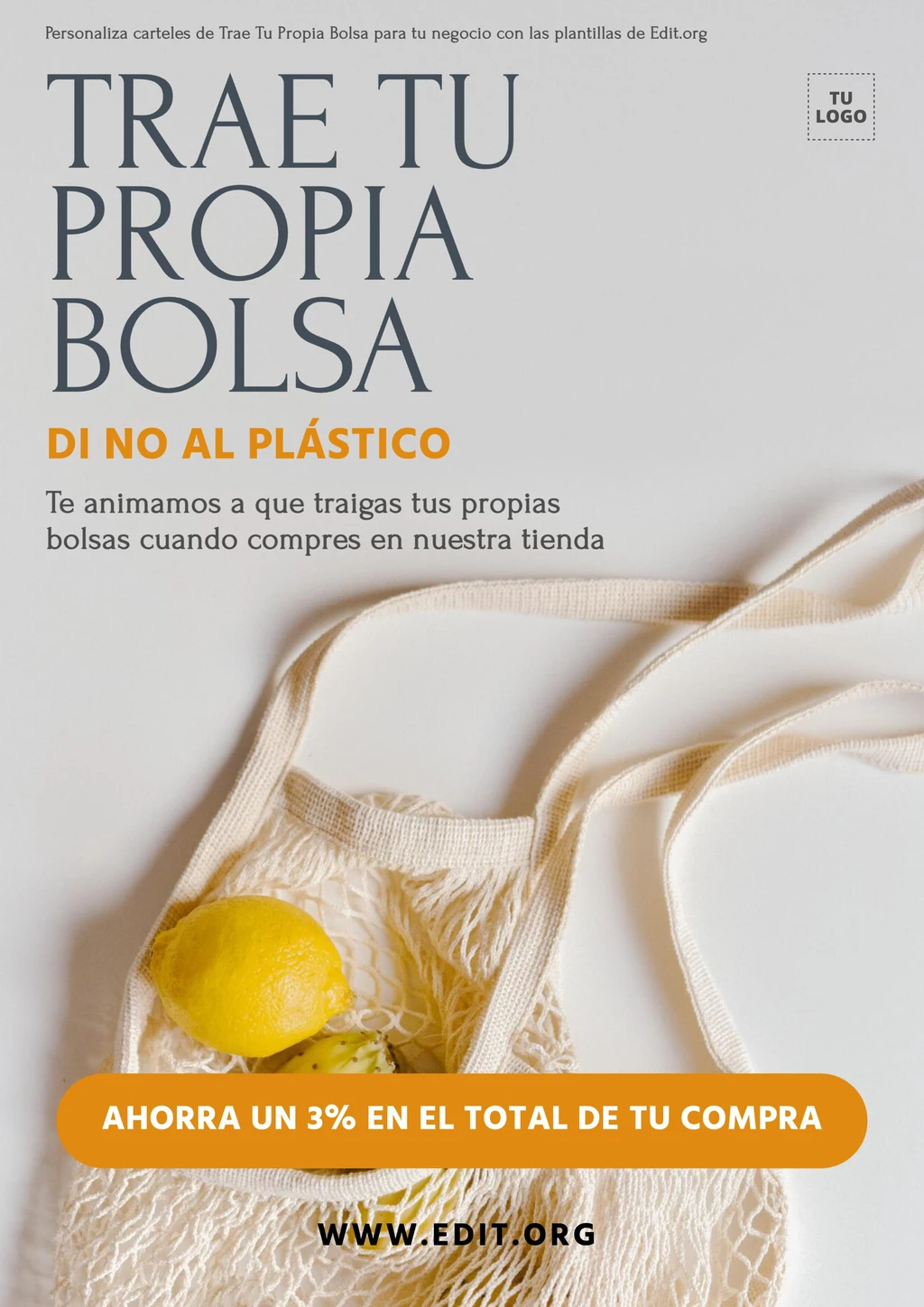 Cartel de Traer Bolsa para el Pan y Productos para editar online