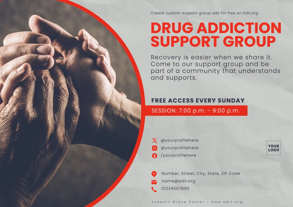 Customize Drug Addiction Support Group poster template