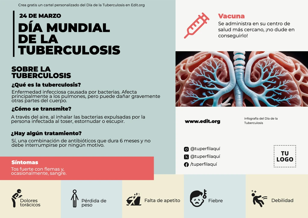 Cartel Día Mundial de la Tuberculosis con datos para descargar
