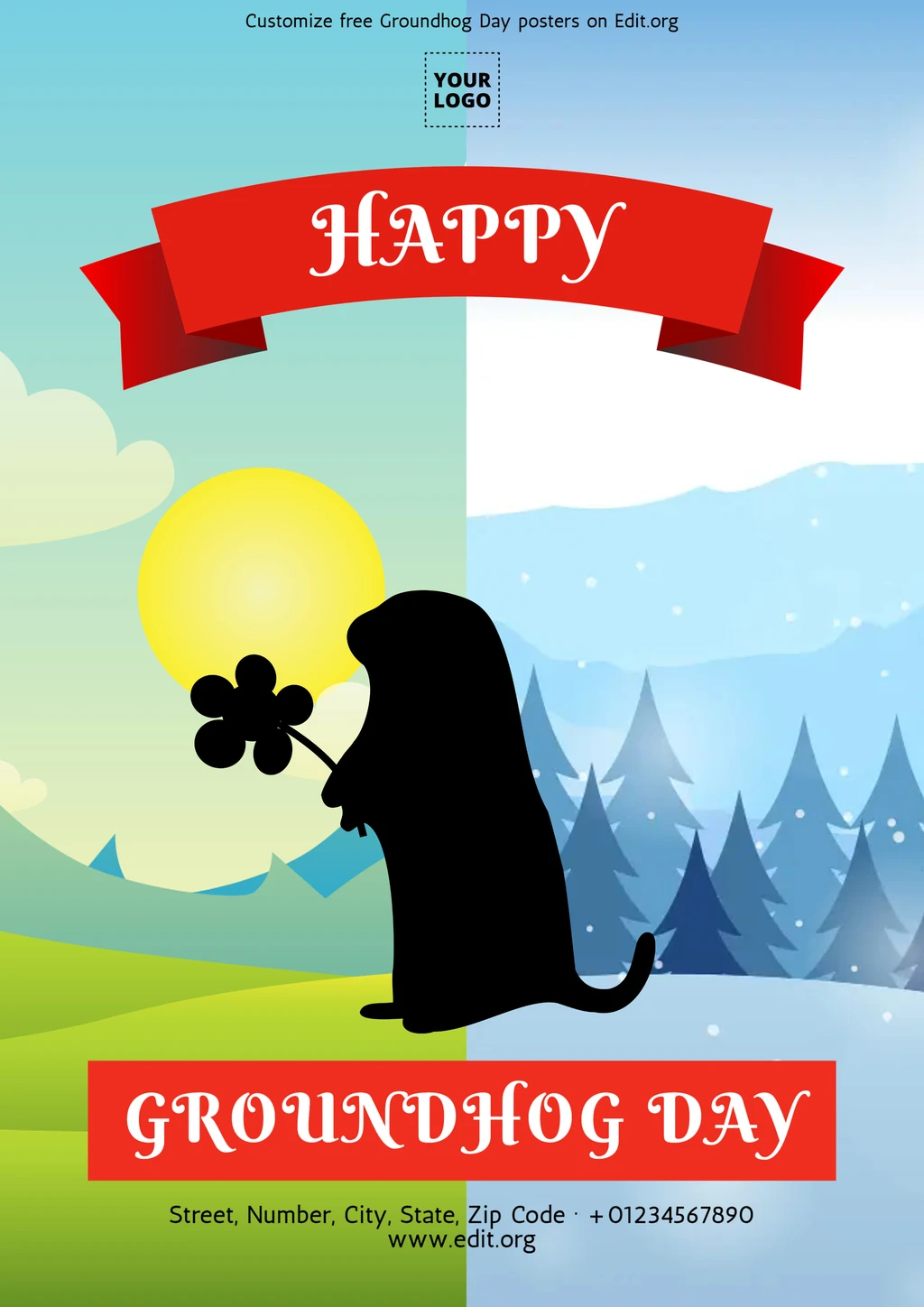 Free editable Groundhog Day poster template