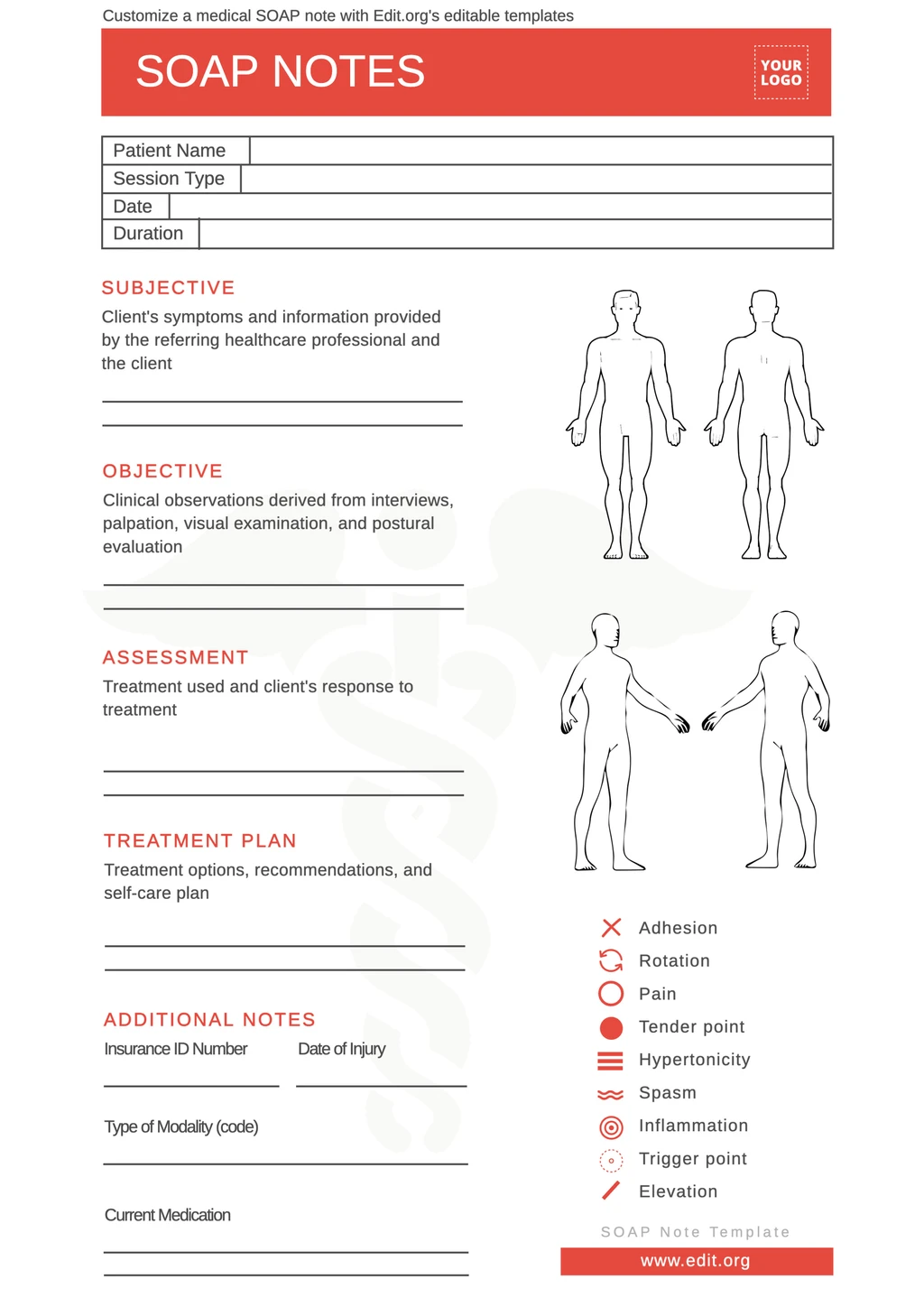 Customizable SOAP note example physical therapy