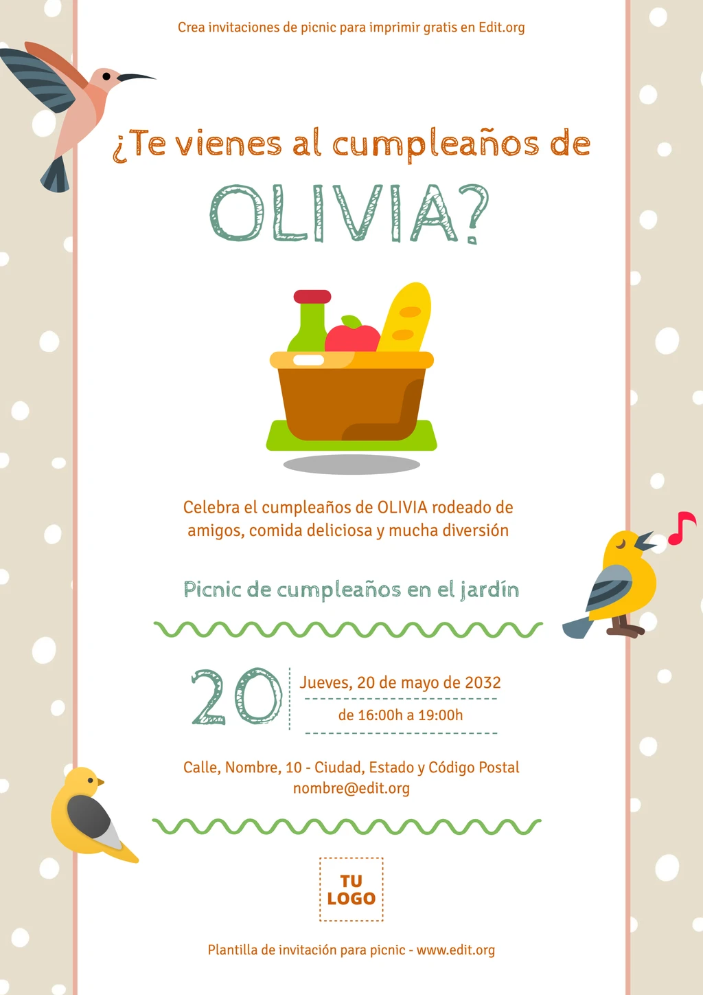 Plantillas de invitaciones picnic para imprimir gratis