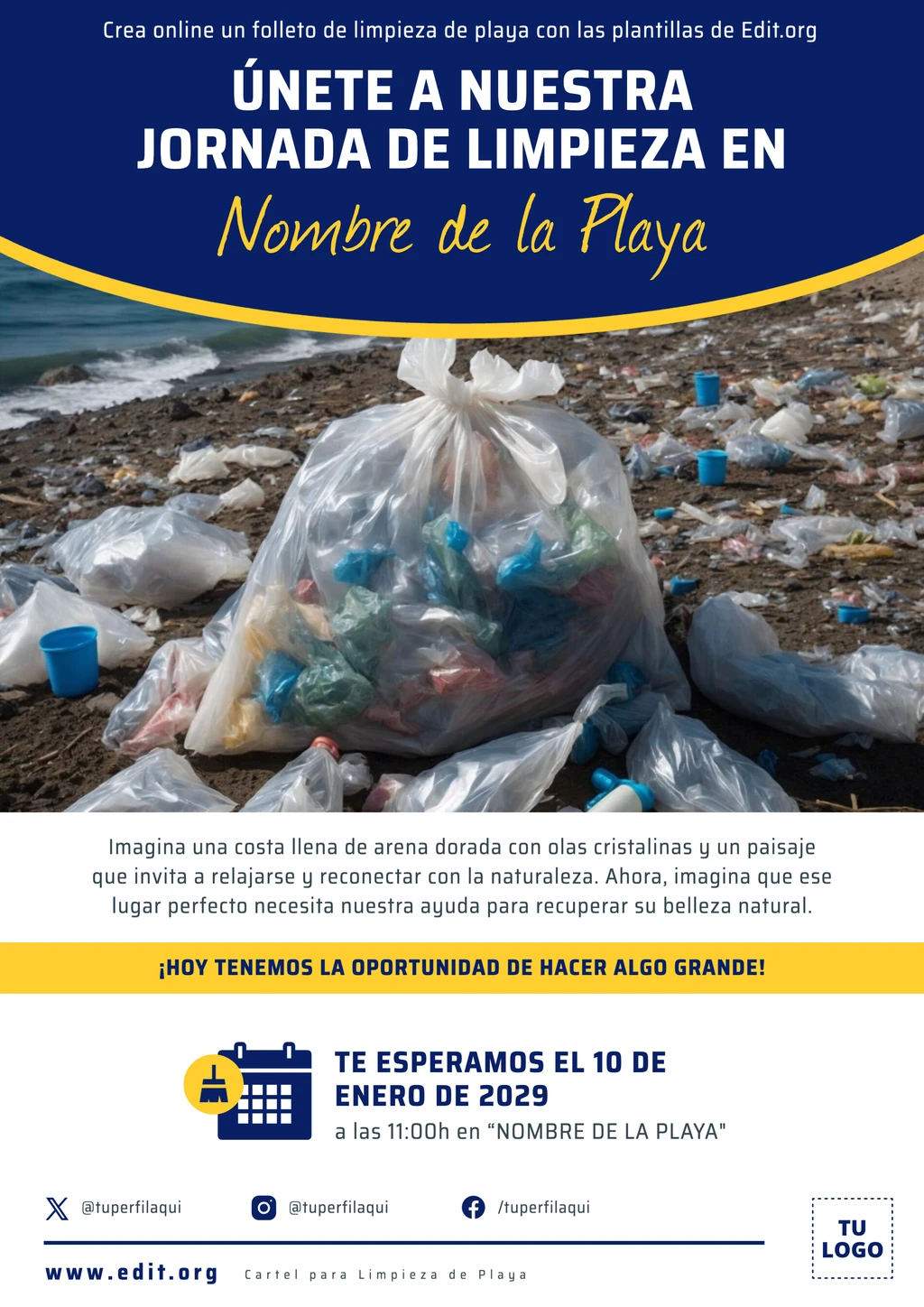 Plantilla para flyer de limpieza de la playa gratuito