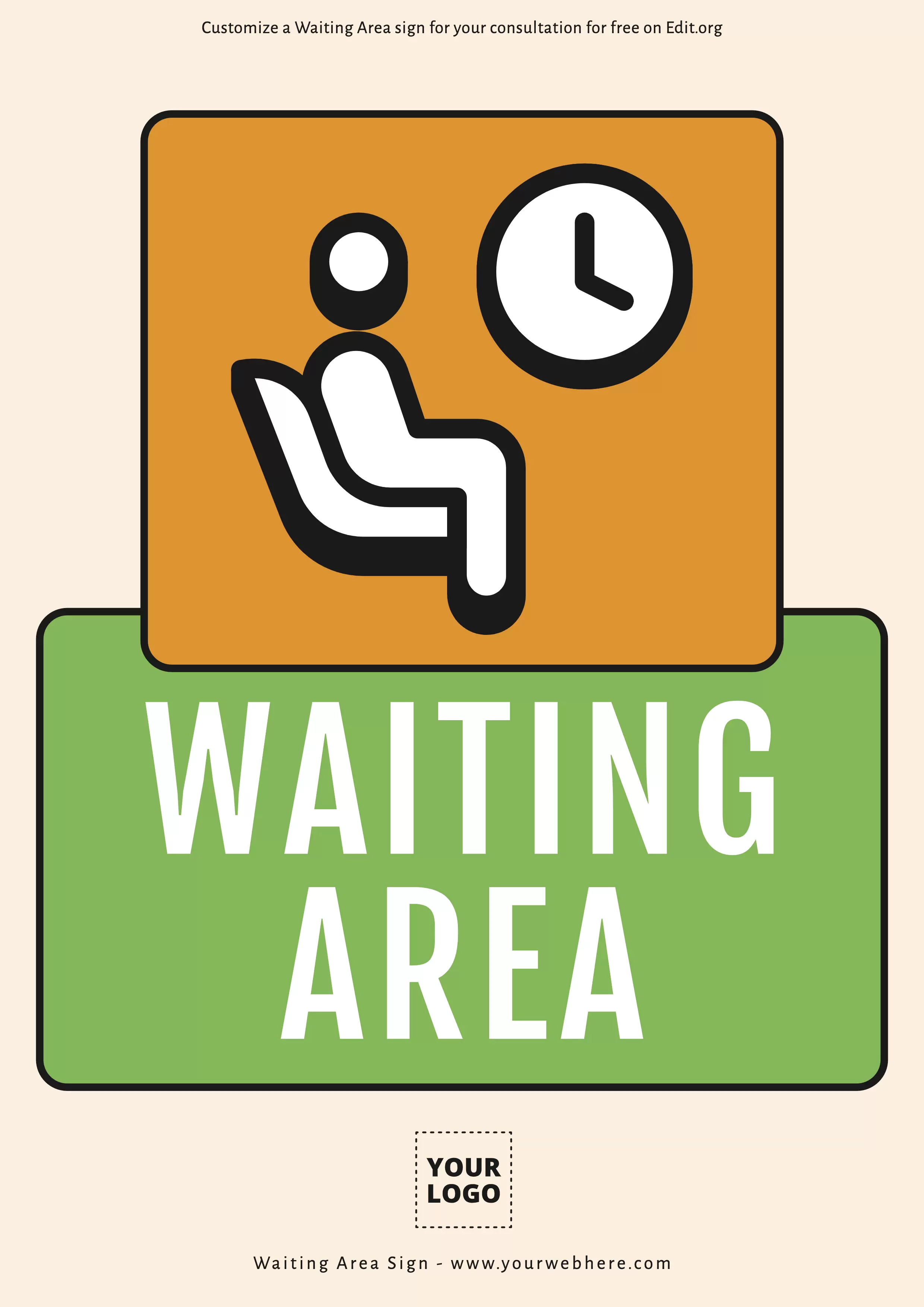 Free Waiting Area sign board template to customize