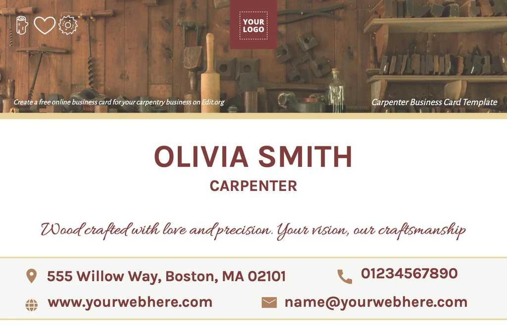 Free Wood Carpenter visiting card design template