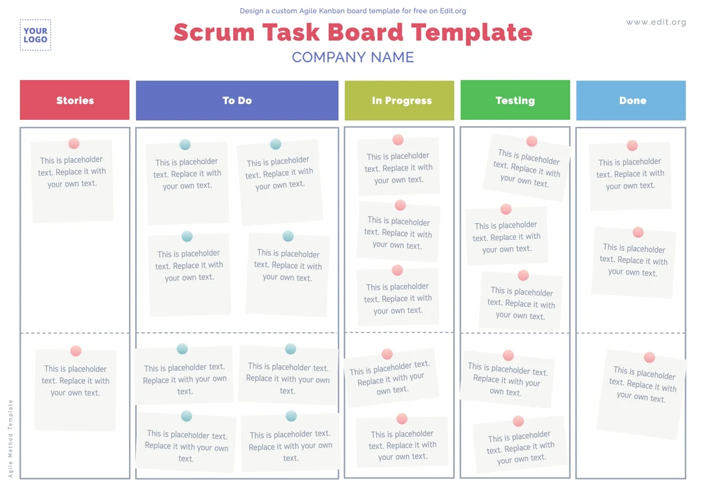 Sample Scrum board template for Agile methodology