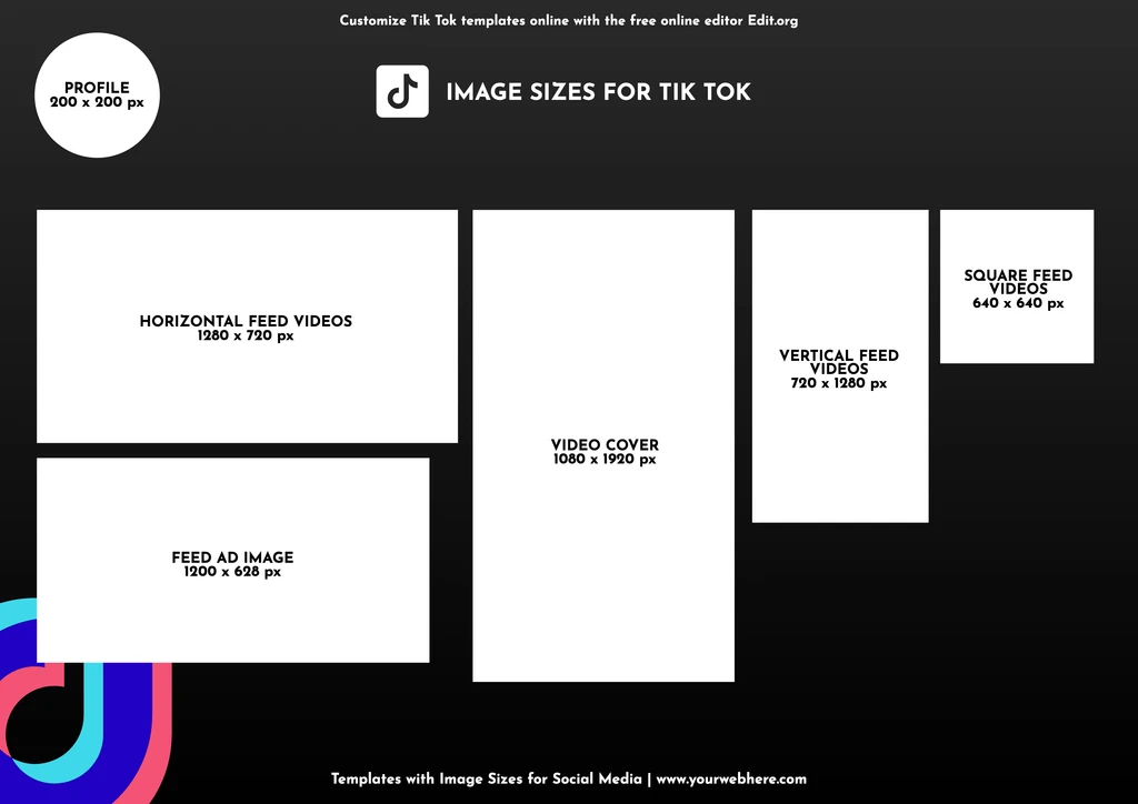 Updated Tik Tok image sizes sheet