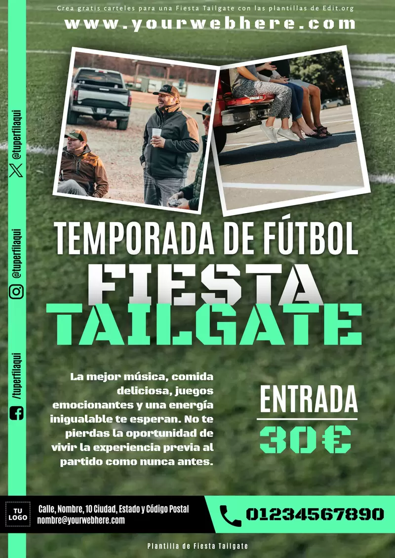 Plantillas editables de Fiesta Tailgate para partidos de futbol