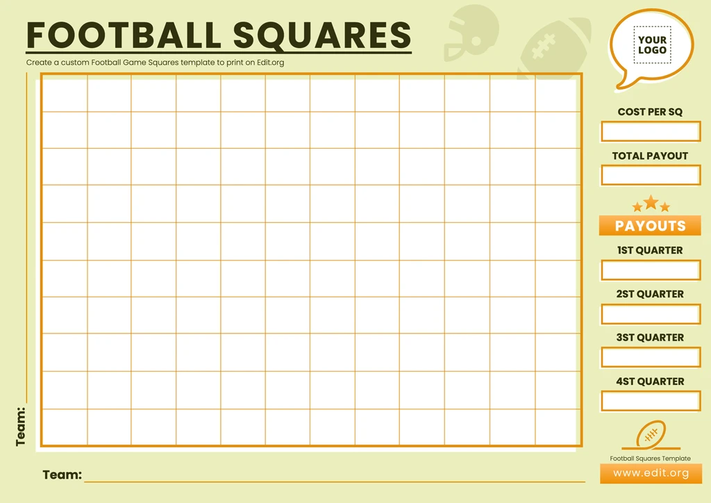 Free Football Squares blank sheet template