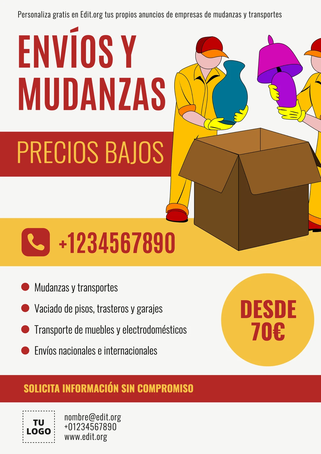 Plantilla flyer de mudanza para personalizar gratis