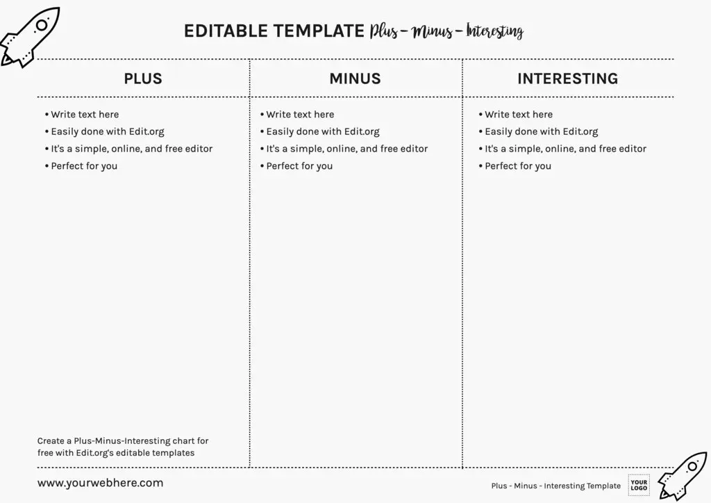 Free printable Plus Minus example template