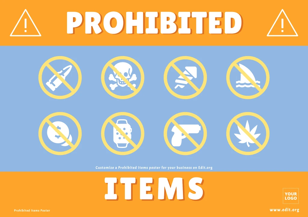 Free editable Prohibited Objects poster template