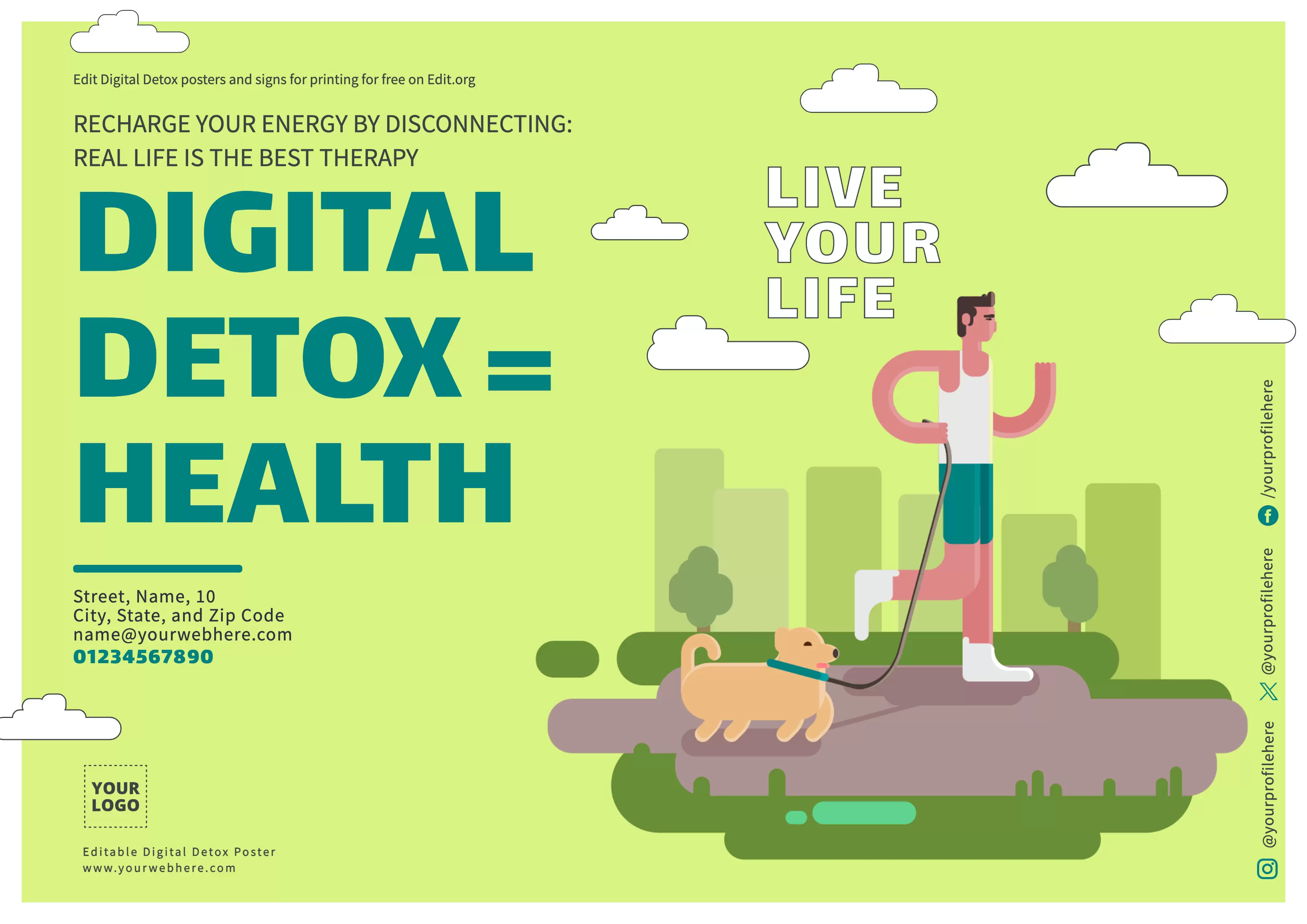 Creative Digital Detox posters for employees to customize online