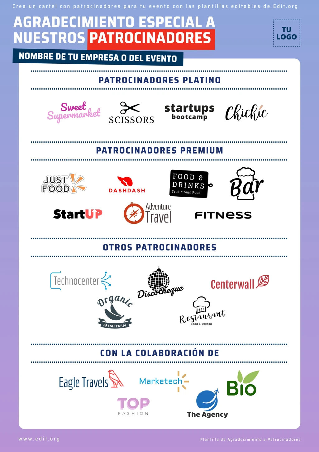 Flyer con Patrocinadores para personalizar y descargar gratis