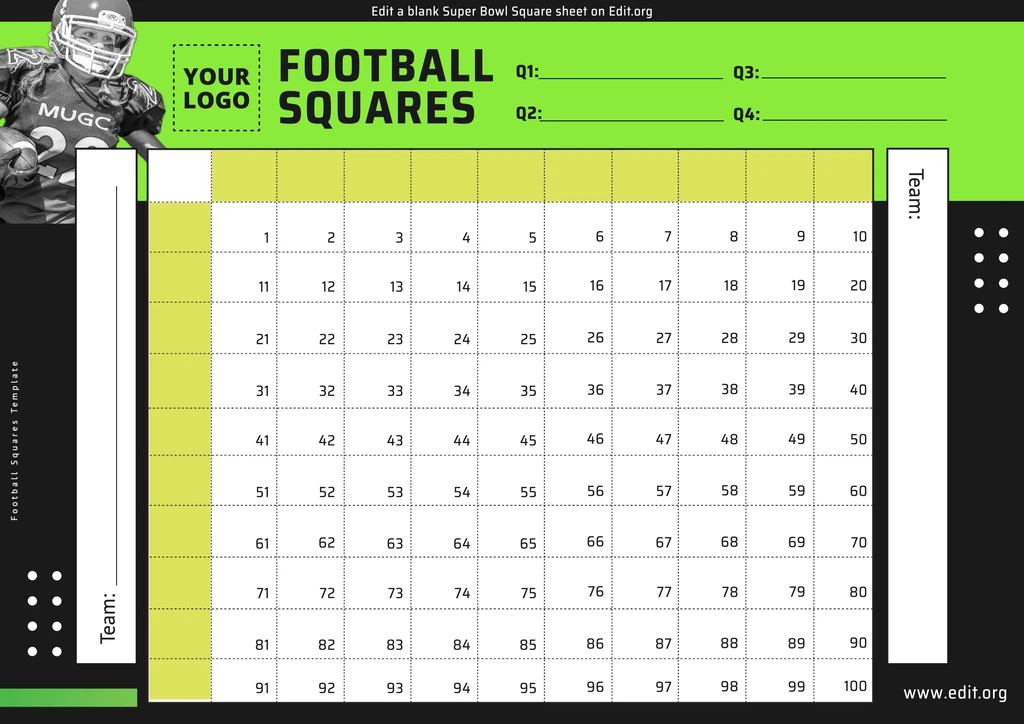 NFL Football Squares template PDF free download