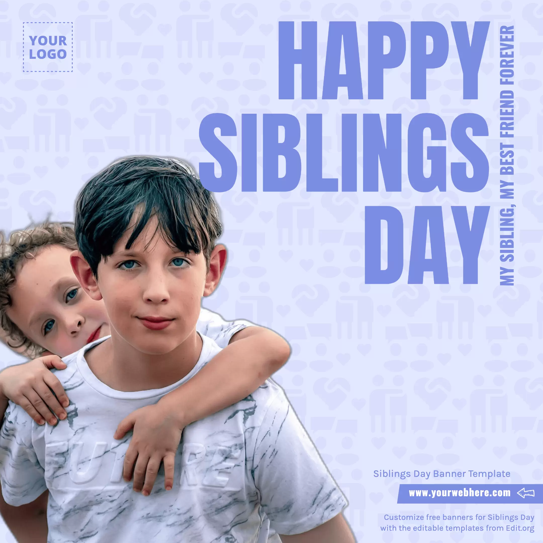 Happy National Brothers and Sisters Day banner template