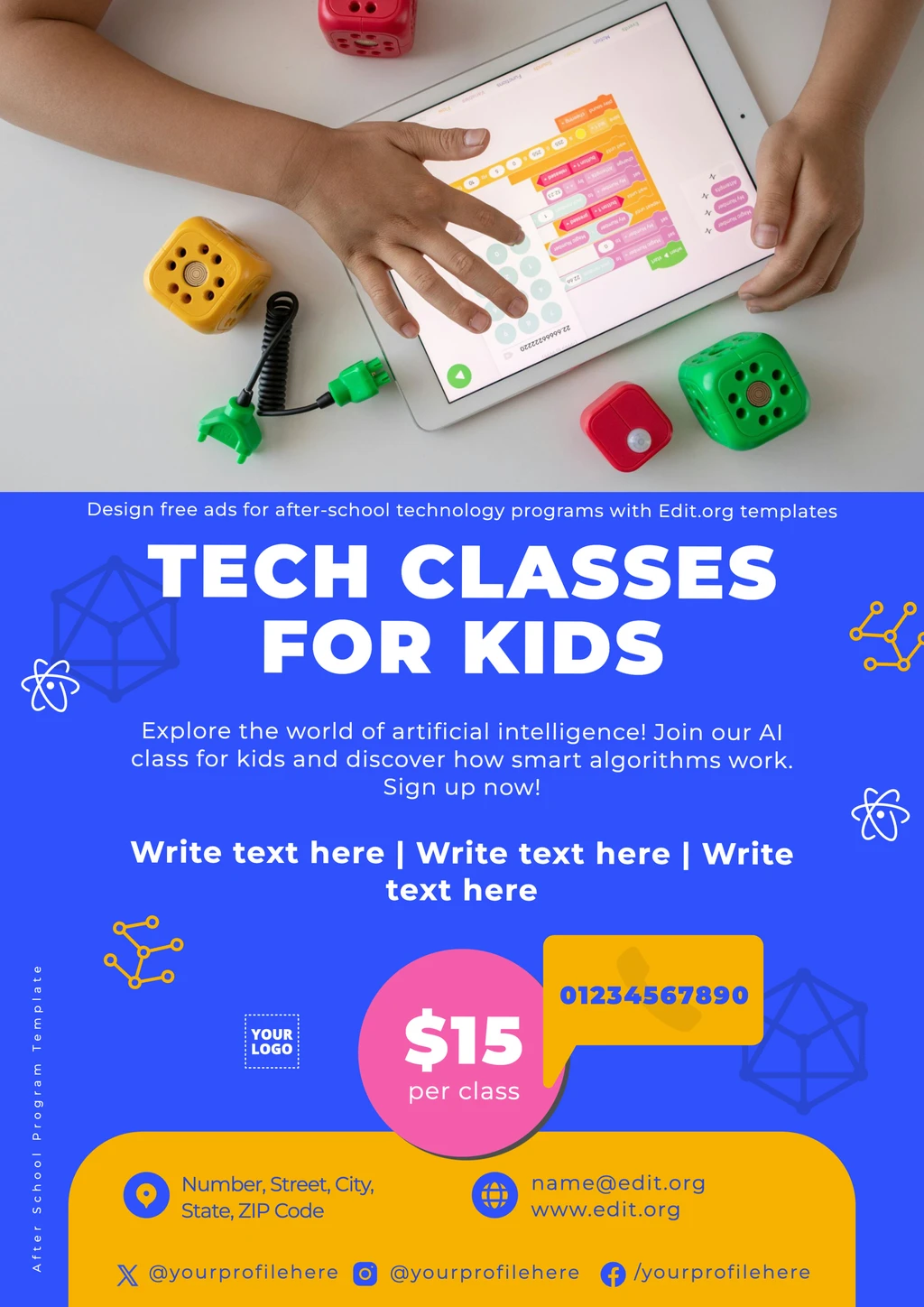 Customizable Kids Tech After School flyer template