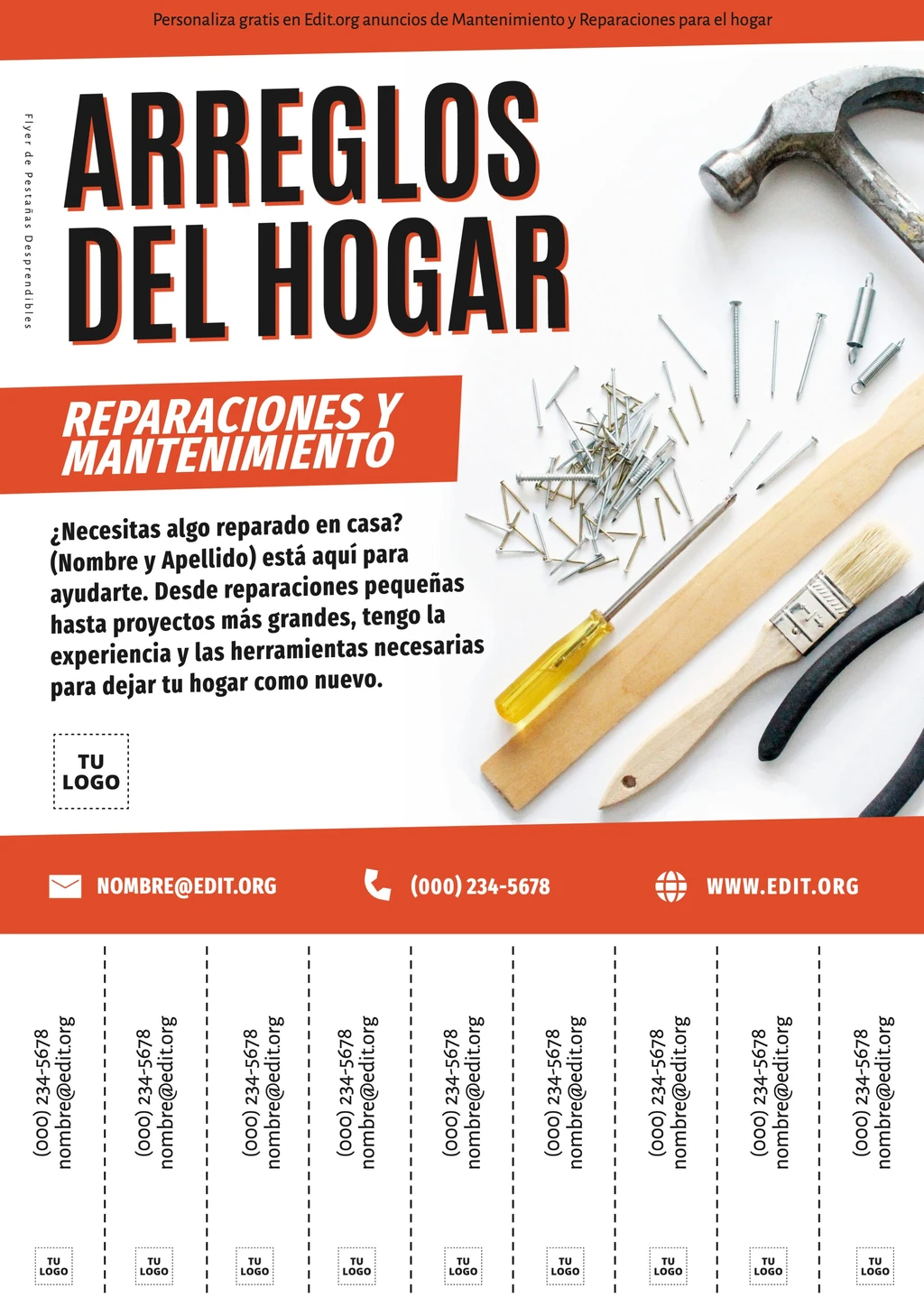 Flyer gratis para servicios de reparación del hogar editable
