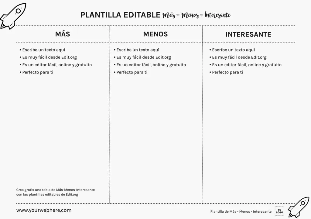 Plantilla editable de Más Menos Interesante