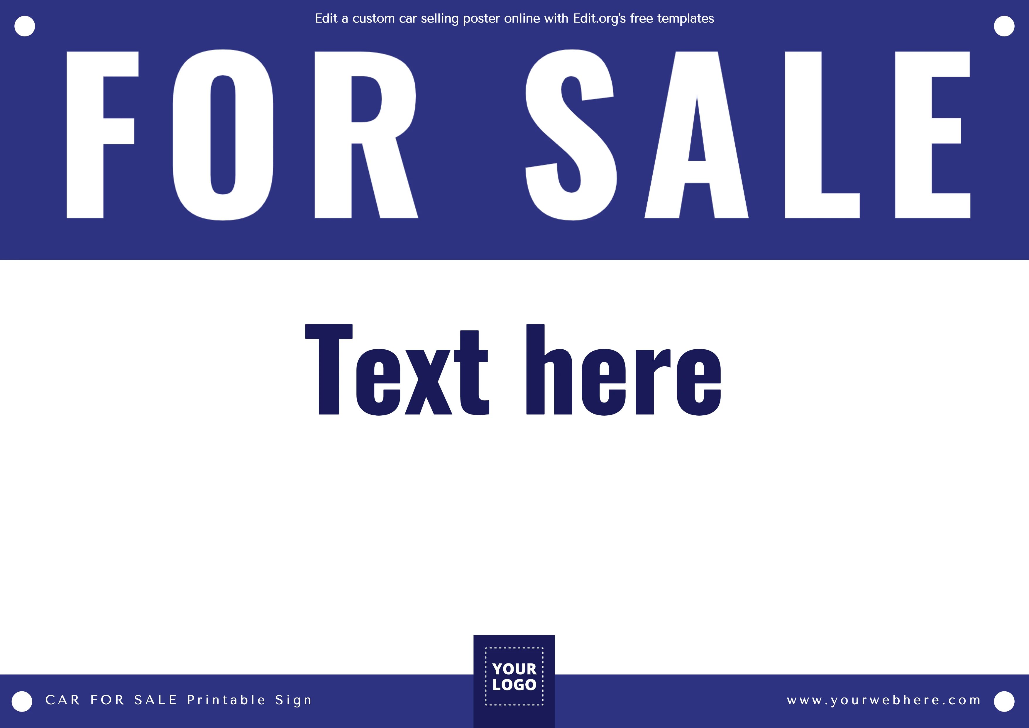 Free customizable Auto for Sale sign printable