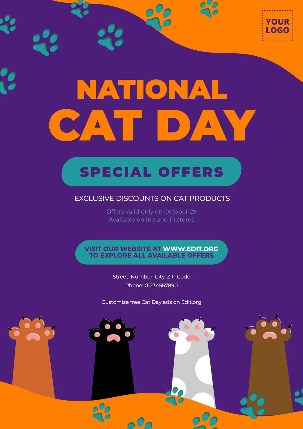 Graphic design templates to celebrate and promote International Cat Day