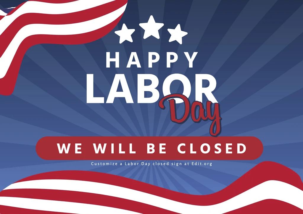 Custom Labour Day closed sign template to download