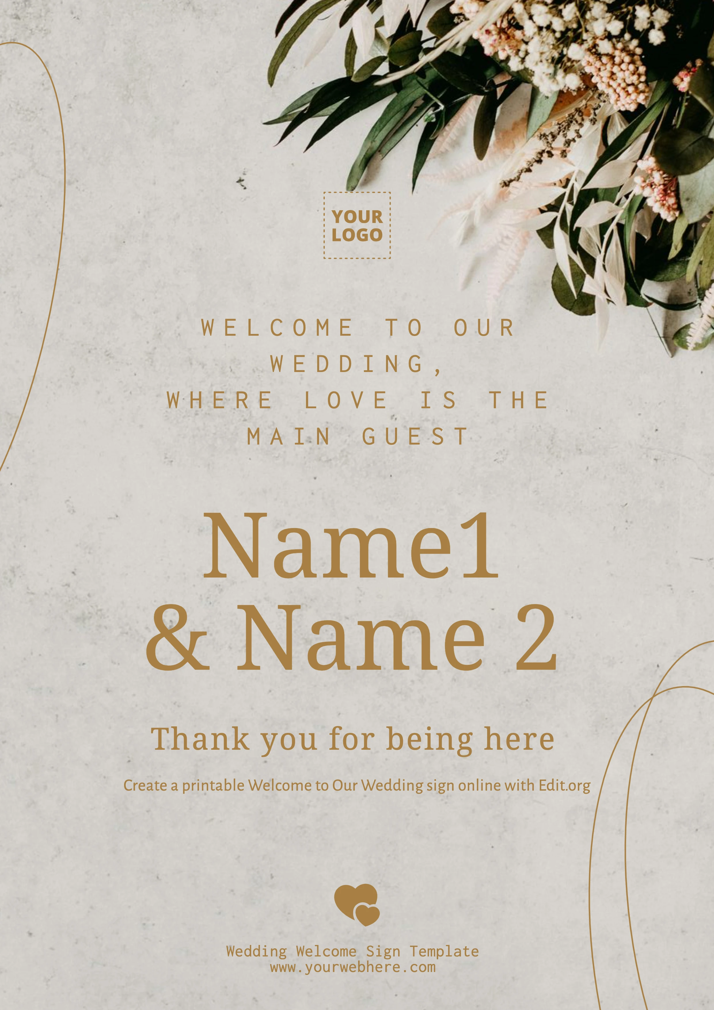 Customizable Wedding Welcome sign with flowers