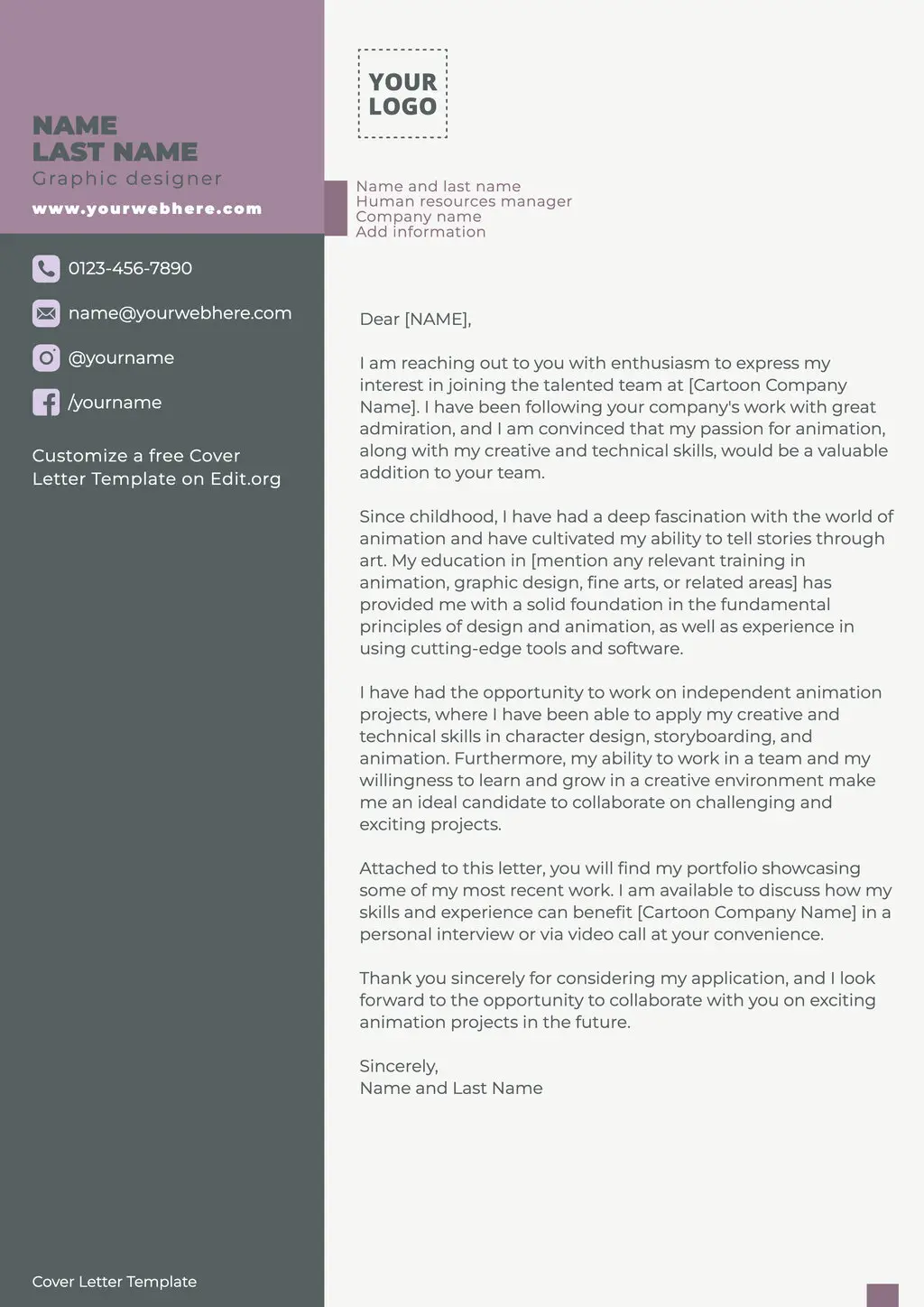 Professional Cover Letter template to download