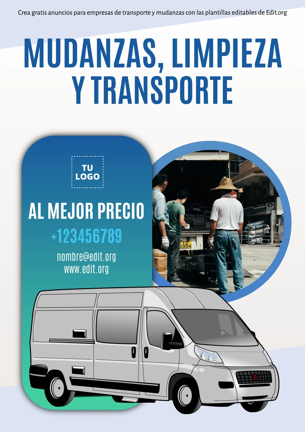 Flyer de fletes y mudanzas gratis para editar