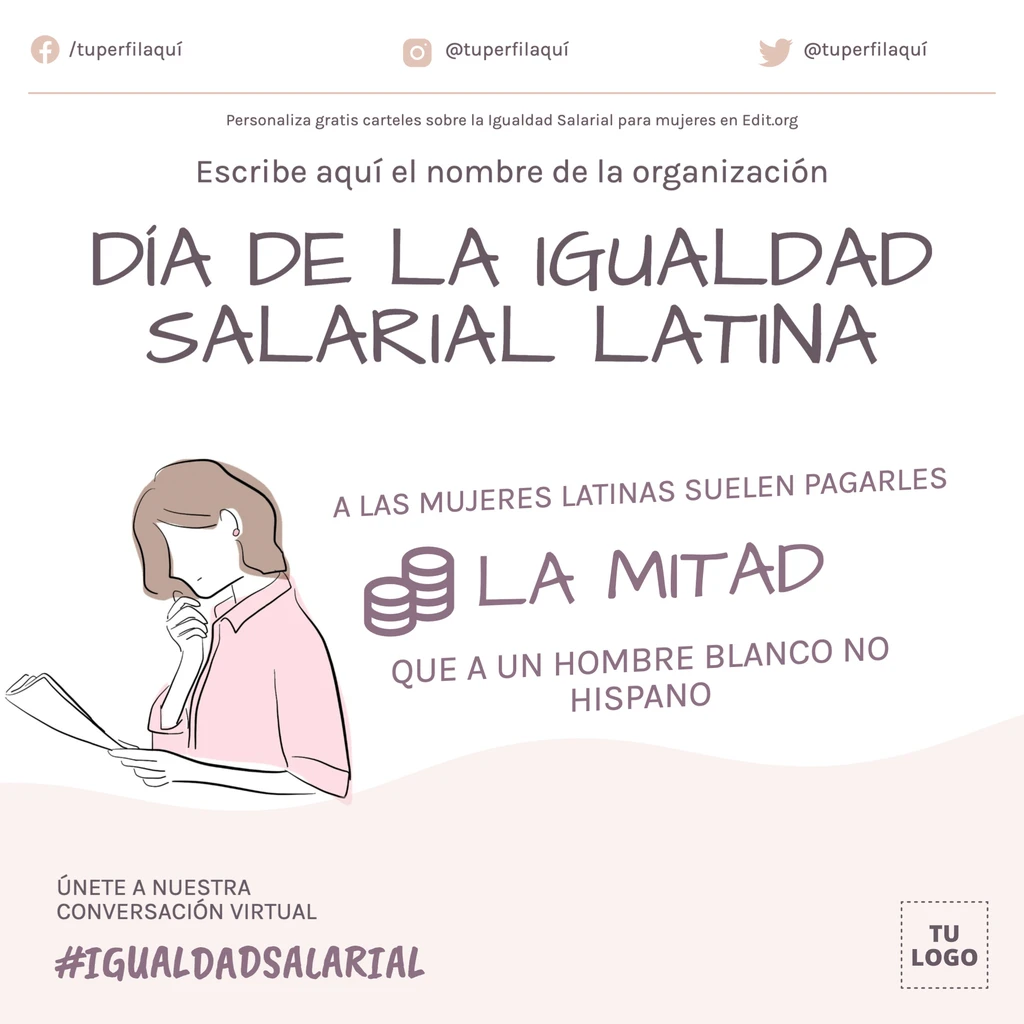 Crea banners de Igualdad Salarial para mujeres latinas