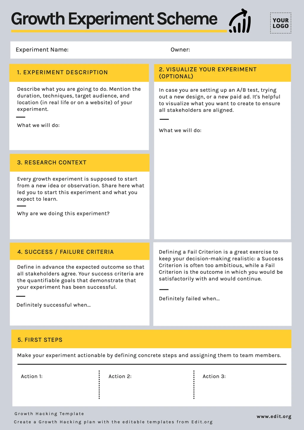 Free Growth Hackign experiment scheme to download