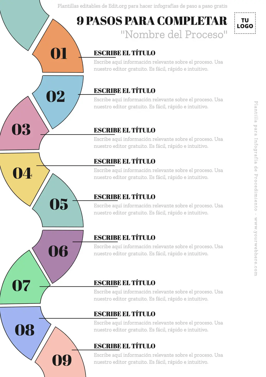 Plantilla de diagrama de procesos paso a paso gratis para editar