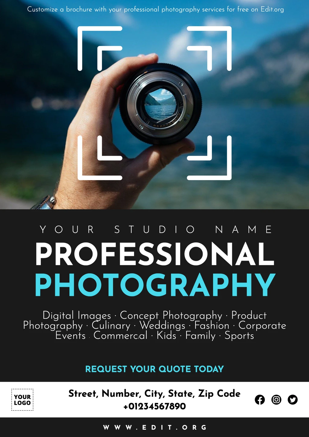 Free editable Photography promotional flyer template
