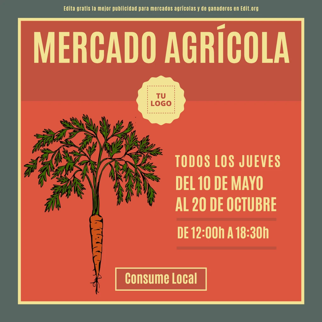 Carteles Mercado Agrícola personalizables gratis
