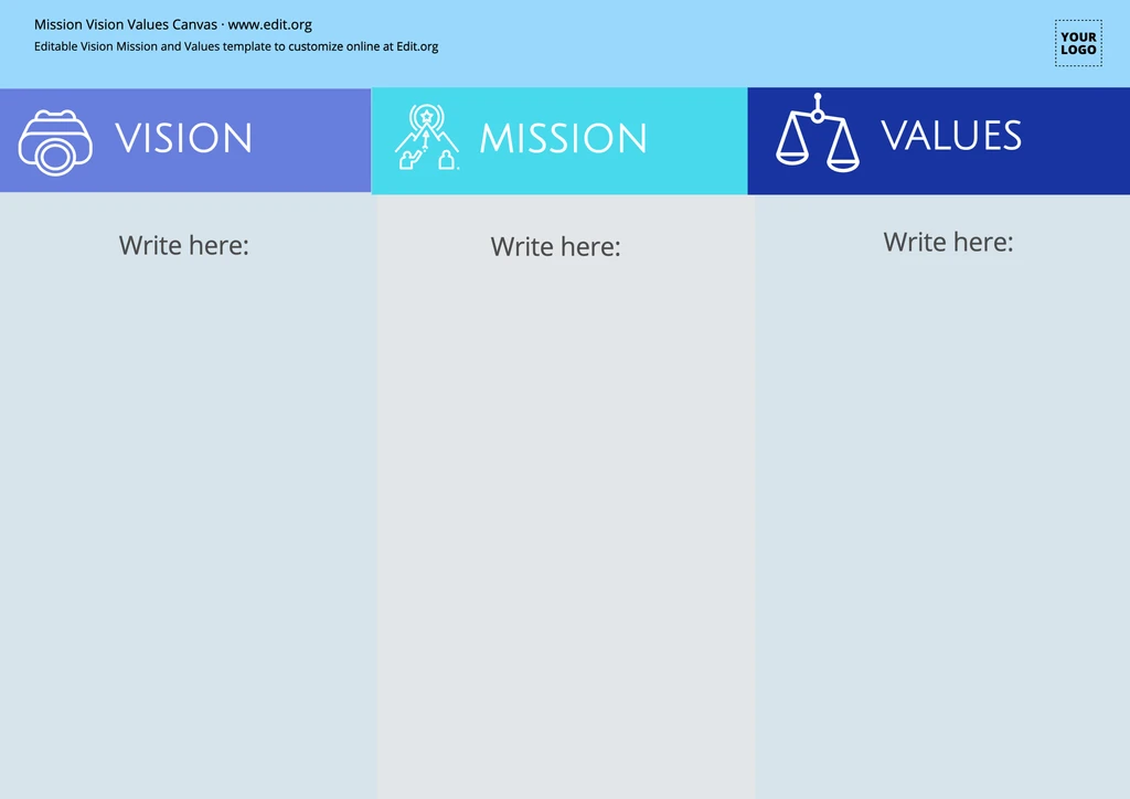 Editable Mission Vision Values design template