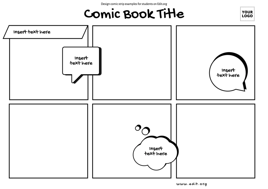 Editable Comic strip template 6 panels