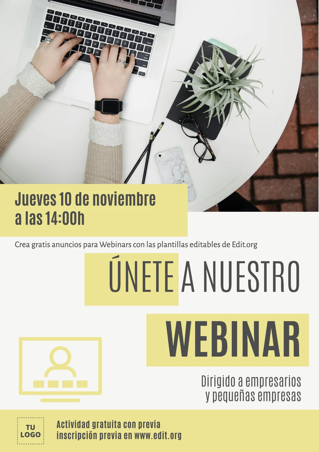 Plantilla Webinar gratis para editar y descargar