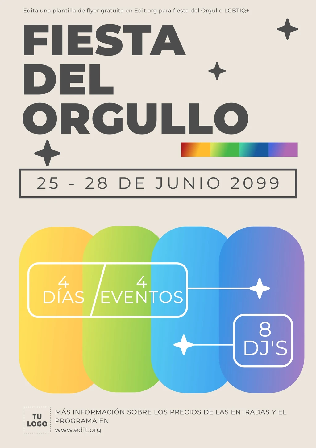 Flyer del Día del Orgullo LGBTIQ para editar gratis