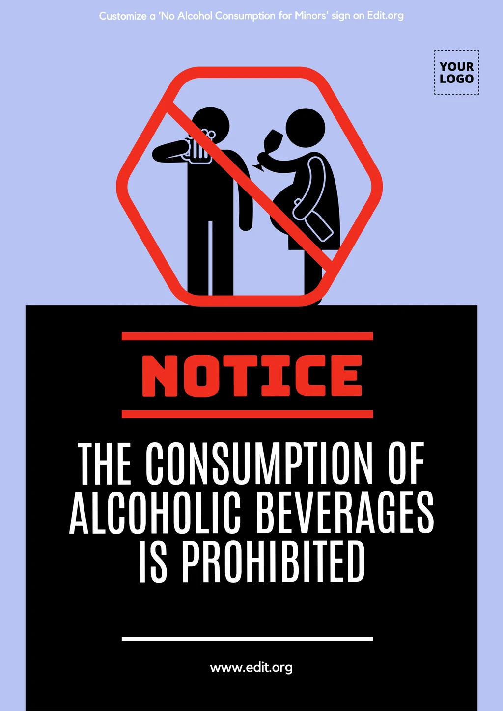 Editor online for sign templates to indicate the prohibition of selling drinks to minors