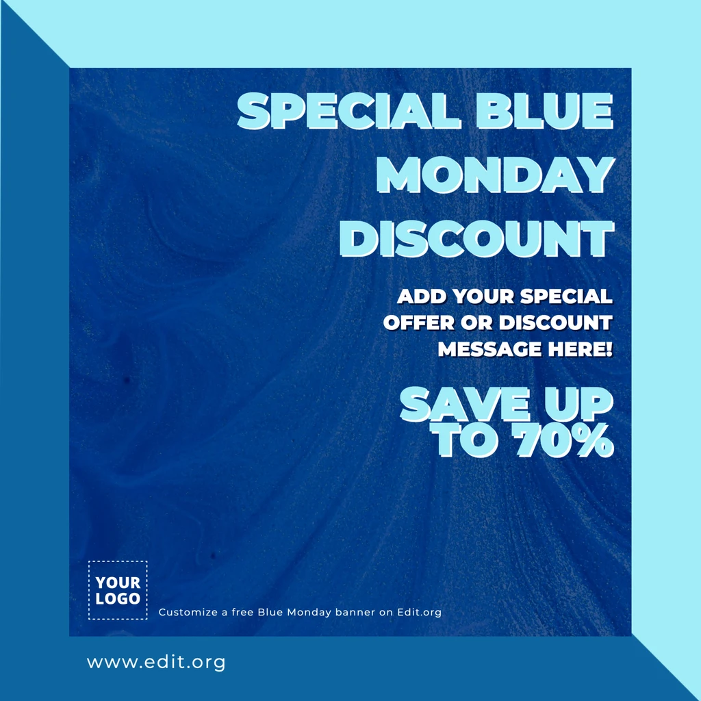 Editable banner for Blue Monday with promotions